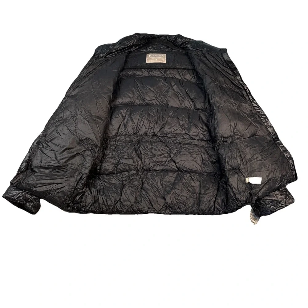 Athleta Lofty Puffer Jacket‎ Womens Size MP Black Goose Down Coat Casual Zipper